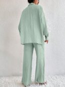 Conjunto Casual de Blusa Suelta y Pantalones con Manga Caída