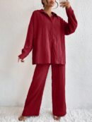 Conjunto Casual de Blusa Suelta y Pantalones con Manga Caída
