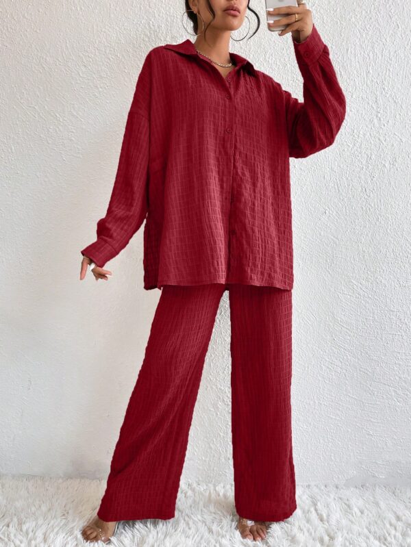 Conjunto Casual de Blusa Suelta y Pantalones con Manga Caída - Image 23