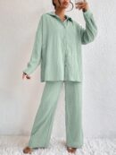 Conjunto Casual de Blusa Suelta y Pantalones con Manga Caída