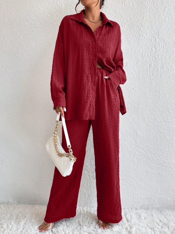 Conjunto Casual de Blusa Suelta y Pantalones con Manga Caída - Image 25