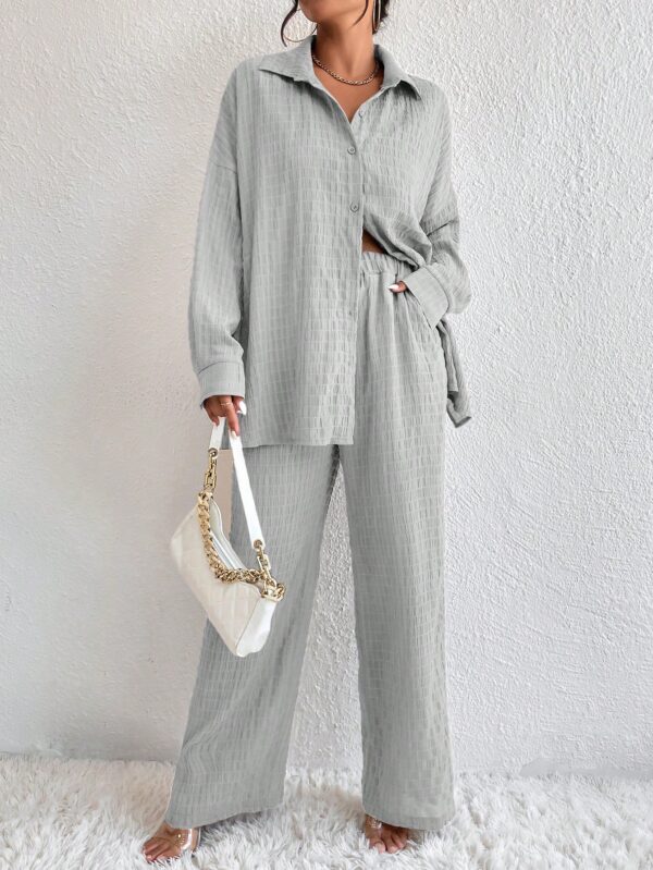 Conjunto Casual de Blusa Suelta y Pantalones con Manga Caída - Image 90