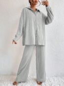 Conjunto Casual de Blusa Suelta y Pantalones con Manga Caída