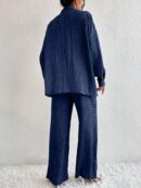 Conjunto Casual de Blusa Suelta y Pantalones con Manga Caída