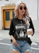 Remera Oversize con Gráfica de Letras y Hombros Caídos