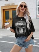 Remera Oversize con Gráfica de Letras y Hombros Caídos