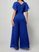 Mono Elegante de Pierna Ancha con Lazo y Mangas Mariposa