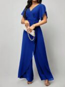 Mono Elegante de Pierna Ancha con Lazo y Mangas Mariposa