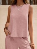 Conjunto Casual Top de Tirantes y Pantalón de Pierna Ancha