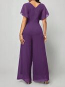 Mono Elegante de Pierna Ancha con Lazo y Mangas Mariposa