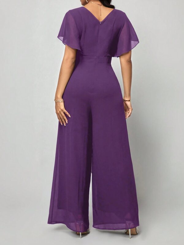 Mono Elegante de Pierna Ancha con Lazo y Mangas Mariposa - Image 68