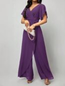 Mono Elegante de Pierna Ancha con Lazo y Mangas Mariposa
