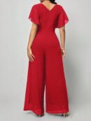Mono Elegante de Pierna Ancha con Lazo y Mangas Mariposa