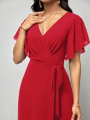 Mono Elegante de Pierna Ancha con Lazo y Mangas Mariposa