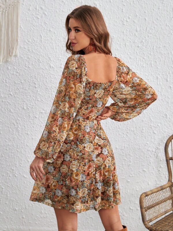 Vestido Playero Mini de Tricot con Cuello Corazón y Manga Larga - Image 14