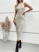 Abrigo de Apertura Frontal y Vestido Tank Sólido