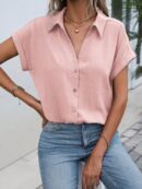 Camisa Casual de Manga Murciélago con Botones Frontales