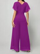 Mono Elegante de Pierna Ancha con Lazo y Mangas Mariposa