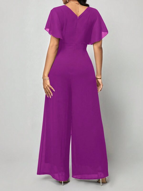 Mono Elegante de Pierna Ancha con Lazo y Mangas Mariposa - Image 101