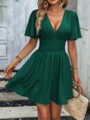 Vestido Casual Cuello en V con Mangas Mariposa