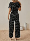 Mono Elegante de Pierna Ancha con Cinturón y Cuello Redondo