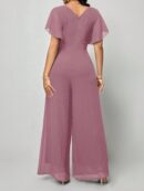 Mono Elegante de Pierna Ancha con Lazo y Mangas Mariposa