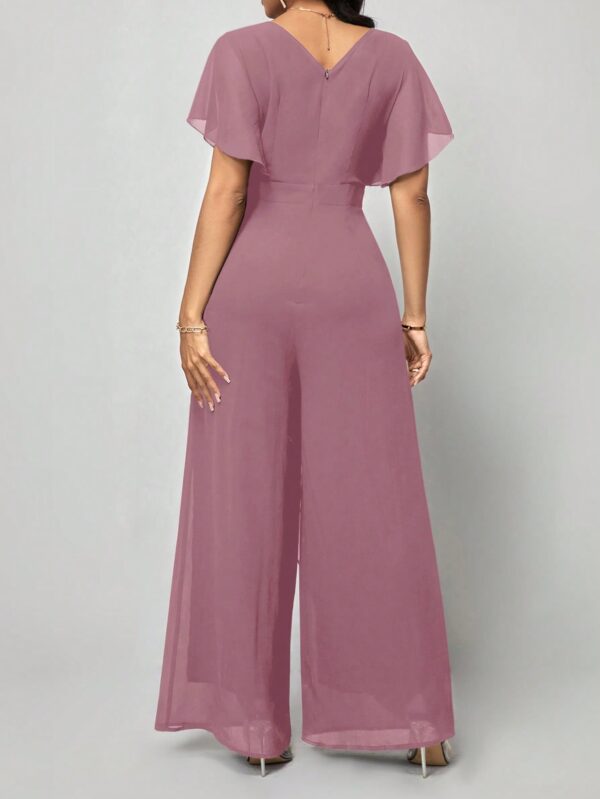 Mono Elegante de Pierna Ancha con Lazo y Mangas Mariposa - Image 87