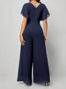 Mono Elegante de Pierna Ancha con Lazo y Mangas Mariposa