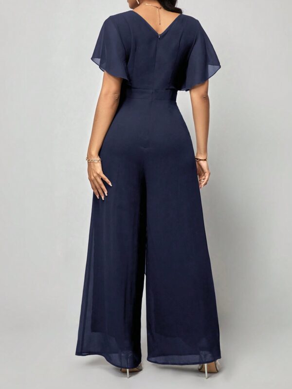 Mono Elegante de Pierna Ancha con Lazo y Mangas Mariposa - Image 115