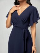 Mono Elegante de Pierna Ancha con Lazo y Mangas Mariposa