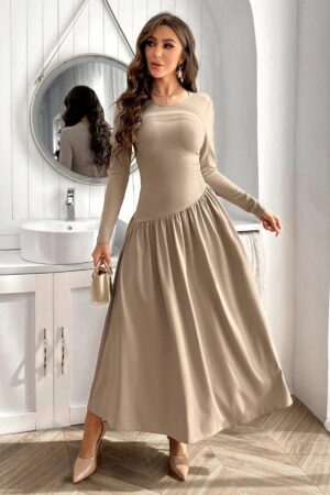Vestido de Manga Larga con Volantes y Cierre