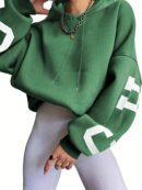 Buzo con Capucha Estampado de Letras, Manga Larga