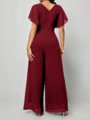 Mono Elegante de Pierna Ancha con Lazo y Mangas Mariposa