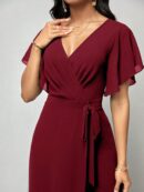 Mono Elegante de Pierna Ancha con Lazo y Mangas Mariposa