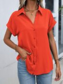 Camisa Casual de Manga Murciélago con Botones Frontales