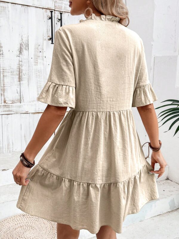 Vestido de Algodón con Vuelos y Cuello Fruncido - Image 2