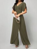 Mono Elegante de Pierna Ancha con Lazo y Mangas Mariposa