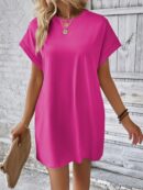 Vestido Casual Manga Murciélago con Bolsillo Oculto