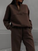 Conjunto de Sudadera y Pantalón con Cierre y Hombros Caídos