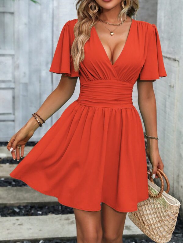 Vestido Casual Cuello en V con Mangas Mariposa - Image 81