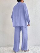 Conjunto Casual de Blusa Suelta y Pantalones con Manga Caída