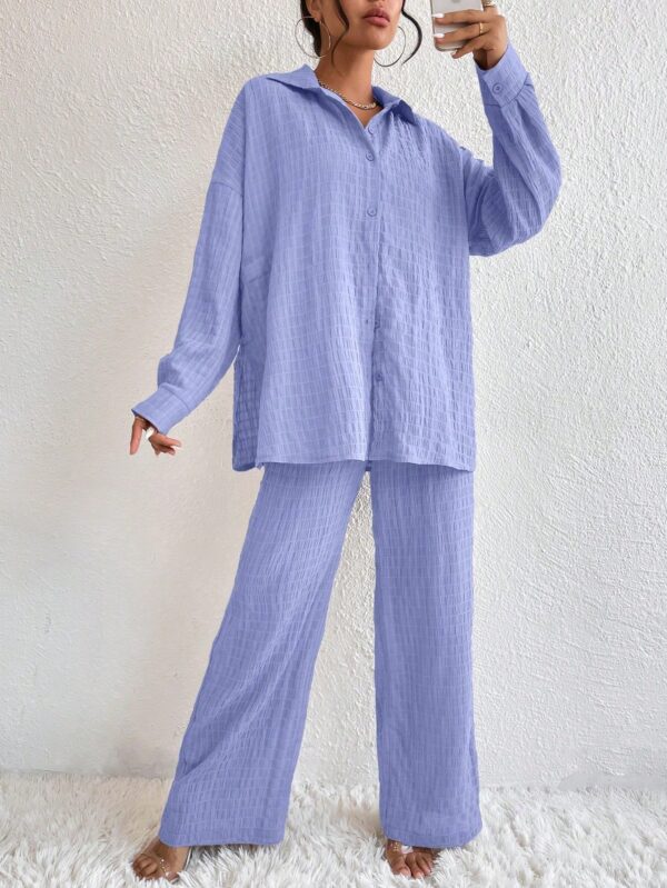 Conjunto Casual de Blusa Suelta y Pantalones con Manga Caída - Image 96
