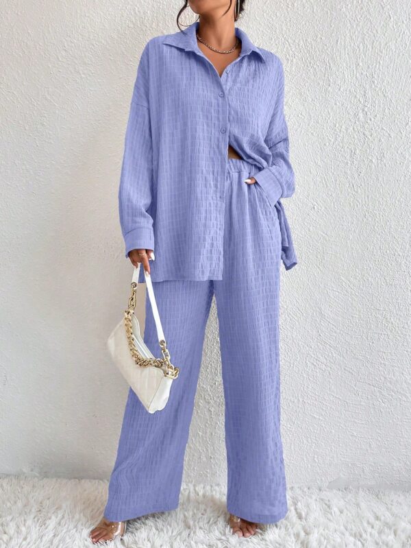 Conjunto Casual de Blusa Suelta y Pantalones con Manga Caída - Image 97