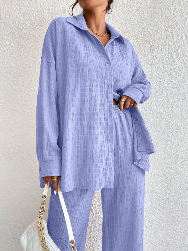 Conjunto Casual de Blusa Suelta y Pantalones con Manga Caída - Image 98