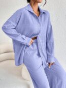 Conjunto Casual de Blusa Suelta y Pantalones con Manga Caída