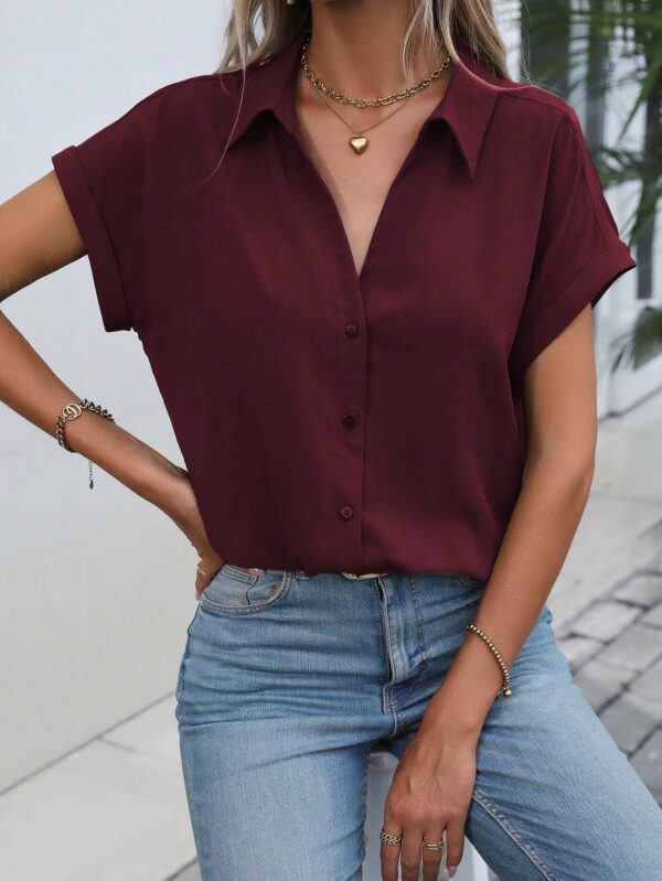 Camisa Casual de Manga Murciélago con Botones Frontales - Image 67