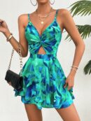 Romper de Verano Tie Dye para Mujer con Recortes y Botón Frontal