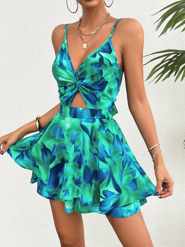 Romper de Verano Tie Dye para Mujer con Recortes y Botón Frontal - Image 3