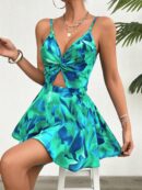 Romper de Verano Tie Dye para Mujer con Recortes y Botón Frontal