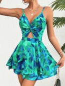 Romper de Verano Tie Dye para Mujer con Recortes y Botón Frontal